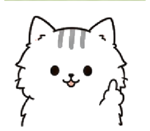 指を立てて案内するふわもこガイド猫